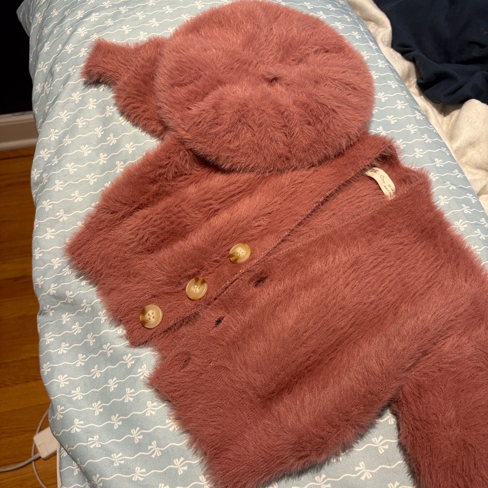 Rylee + Cru Dusty Rose Fuzzy Cardigan